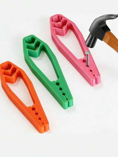 3pcs Nail Setter, Non-Slip Connector Pliers, Finger Protection, Portable Nail Fixing Tool, Suitable For Basic Repair, Woodworking, Home Construction, Plastic Material