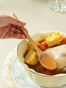 2pcs Wooden Long Handle Spoons, Korean Style Large Soup Spoon, Japanese Small Wooden Rice Spoon, Soup Spoon - View 4