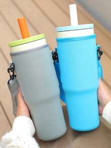 1pc 40oz Insulated Bottle Sleeve, Fits Insulated Bottles, Insulated Bottle Sleeve/Storage/Organization, Shock-Absorbing Insulated Bottle Sleeve, Car Cup Holder Protective Cover, Adjustable Shoulder Strap, Suitable For Outdoor Travel, Fitness, Daily Use, Mother's Day, Birthday Gift - Multicolor - View 2