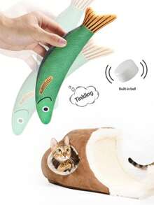 Juguete de gato con pez simulado, juguete de peluche con sonido de crujido para patear, juguete interactivo suave y duradero para que los gatos de interior se ejerciten y se entretengan por sí mismos - Multicolor - Ver 3