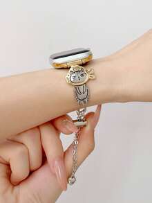1条可爱金属猫咪可调节表带，兼容苹果手表表带38mm 40mm 41mm 44mm 45mm 49mm（S10 42mm（S10 46mm（S11 42mm（S11 49mm）），女士款），精致优雅的表带，兼容 Series 11 Ultra 3 SE3 Ultra 2 S10 SE2 9 8 7 SE 6 5 4 3 2 1，适合搭配各种服饰，日常佩戴，假日休闲。 - 彩色 - 查看 5
