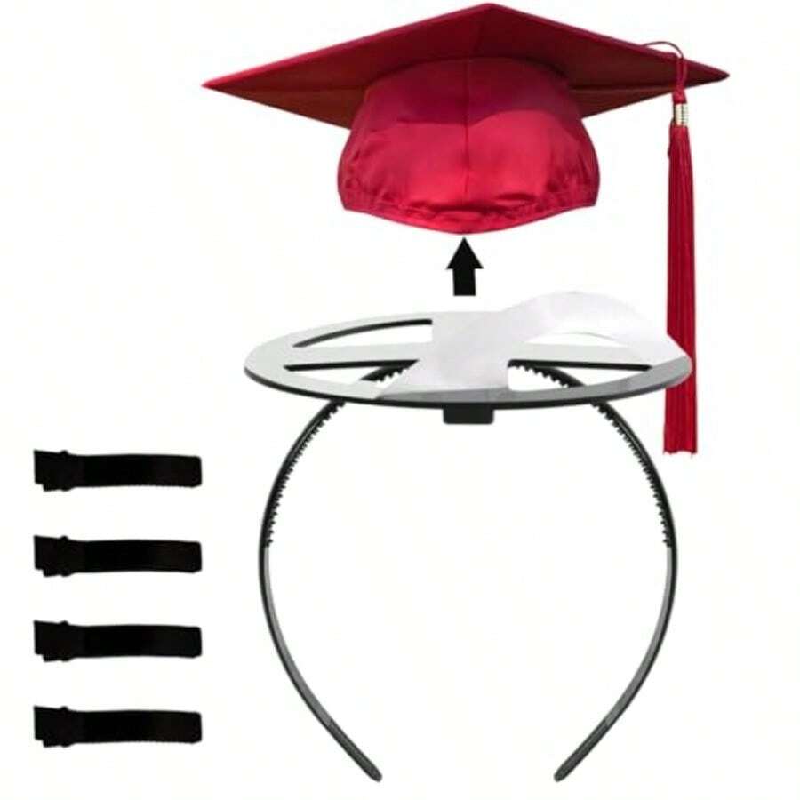Graduation Cap HeadBand Secure Hairstyle With 4 Hair Clips Grad Cap ...