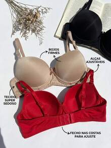 Set Of 2 Basic Smooth Padded Bras, Everyday Bras, Classic Bras, Underwire Bras, 2 Pieces, Lingerie, Intimate Apparel, Women's Bras - 彩色 - 查看 10