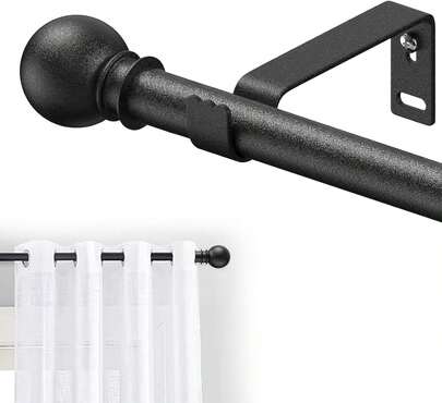 Small Window Curtain Rod 28 To 44 Inch, Heavy Duty Matte Black Adjustable Splicing Curtain Rods With Brackets For Living Room, Bedroom, Sliding Glass Door, Patio, Cafe Shop