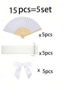 3/15/30pcs Set Of Elegant White Folding Fans, Includes Thank You Tags And Gift Bags, Bridal Bamboo Hand Fans, Perfect For Bridesmaid Gifts And Wedding Decor, Ideal For Parties And Events, Wonderful Summer Accessory - Multicolor - View 8