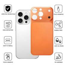 Solid Color Camera Lens Protector Matte PC Back Film For IPhone 16 Pro/15 Pro Max/14 Pro Orange, Ultra-Thin Instantly Transforms To 17 Pro/17 Pro Max Mother's Day Gift - Orange - View 5