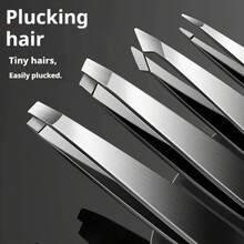 Bộ 1/4 nhíp tỉa lông mày bằng thép không gỉ, dụng cụ làm đẹp chuyên nghiệp, thích hợp cho lông mày mọc ngược. - Nhiều màu - Xem 1