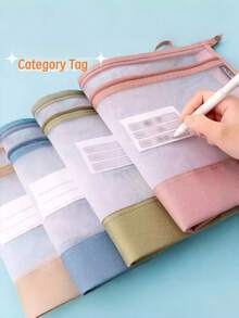 1 pieza/4 piezas Bolsa organizadora de archivos de cuadrícula transparente de doble capa, estilo de cierre con cremallera, adecuada para estudiantes desde primaria hasta secundaria, gran capacidad para documentos, cuadernos, tareas, estilo de cremallera aleatorio - Multicolor - Ver 4