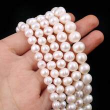 1 Untai Mutiara Air Tawar Alami Kelas AA, Bentuk Hampir Bulat, Manik-manik Lepas, Cocok untuk Pembuatan Perhiasan, Gelang DIY, Kalung, dan Aksesoris Lainnya - Putih - View 1