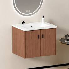 60cm Bathroom Cabinet In Reddish-Brown. Ample Storage Space: 2 Soft-Close Doors. - Brown - View 11