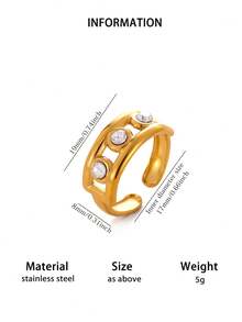 Simple Oval Hollow Open Rings For Women Gold Color Wedding Aesthetic Stainless Steel Ring Designer Jewelry Accessories Gift BFF - Yellow Gold - View 10