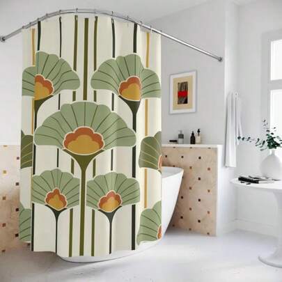 1 chiếc rèm tắm dệt theo phong cách nghệ thuật hiện đại, kèm 12 móc, vải chống thấm nước, vách ngăn phòng tắm, chống nấm mốc, màn chắn ngăn cách khô và ướt, trang trí phòng tắm gia đình, trang trí đặt sàn, phụ kiện phòng tắm trong nhà, rèm tắm họa tiết cây cỏ theo phong cách nghệ thuật, họa tiết hoa lá màu xanh lá cây xám theo phong cách trung cổ hiện đại, rèm tắm chống thấm nước và thời trang, thích hợp cho các kỳ nghỉ.