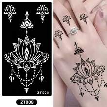 4pcs Floral Tattoo Stencil Stickers, Plant Hollow Temporary Tattoo Template For Arm, Leg, DIY Body Art Painting Party - Black - View 12