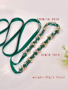 Thắt lưng dự tiệc cưới đính kim cương ngọc lục bảo, Thắt lưng dự tiệc cưới thời trang, Thích hợp cho Halloween, Giáng sinh - Màu xanh lá cây đậm - Xem 11