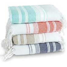 2Pack /4 Pack Cotton Turkish Beach Towel Lightweight Thin Travel Vacation Essentials Oversized XL Towels Set For Pool Swim Bath Camping Cruise Accessories Absorbent Quick Dry Sand Free Bulk  Blanket - 4條裝條紋水藍色,橘色,粉紅色,藍色 - 查看 9