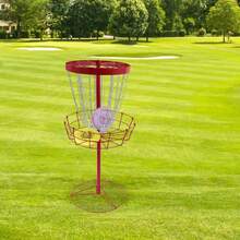 Golf Basket 24-Chain Disc 25.39in Iron Target With Wind-Resistant Base For Backyard Park Practice Etc - 紅色 - 查看 6