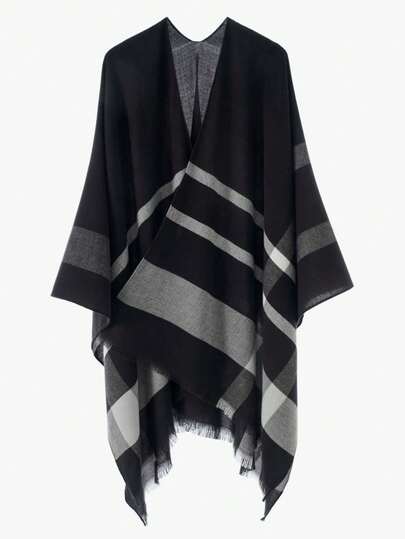 Poncho/xale masculino vintage xadrez, leve e respirável (1 peça), macio e agradável ao toque, ideal para ambientes com ar-condicionado, perfeito para usar na primavera/verão, em deslocamentos diários, acampamentos e como agasalho.