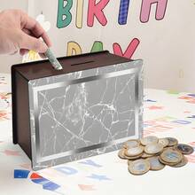 Hộp đựng tiền xu bằng gỗ màu xám giả đá cẩm thạch trang nhã, phụ kiện trang trí bàn ăn hoặc phòng khách. - Nhiều màu - Xem 4