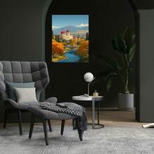 Póster plano 2D, Póster plano 2D, Póster plano 2D 1 pieza sin marco, Pintura en lienzo, Pósters de decoración de habitación, Hermosa ilustración de un paisaje en otoño con The Stregna 1, Perfecto para la decoración del hogar, el dormitorio o como un regalo considerado, Arte de pared grande - Enmarcado - Ver 2