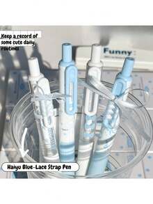 Bút bi rút kiểu dáng ballet ven biển, kèm ruy băng cùng màu, ruột mực đen 0.5mm, thích hợp viết trên nhiều loại sách. - Nhiều màu - Xem 5