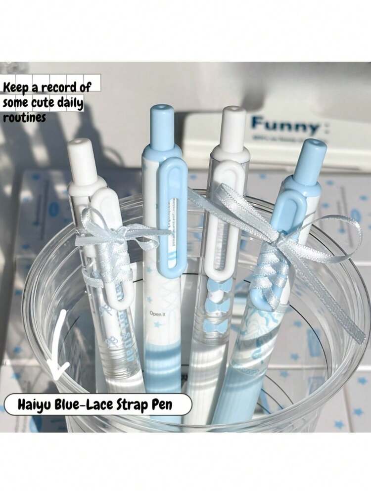 Bút bi rút kiểu dáng ballet ven biển, kèm ruy băng cùng màu, ruột mực đen 0.5mm, thích hợp viết trên nhiều loại sách. - Nhiều màu - Xem 5