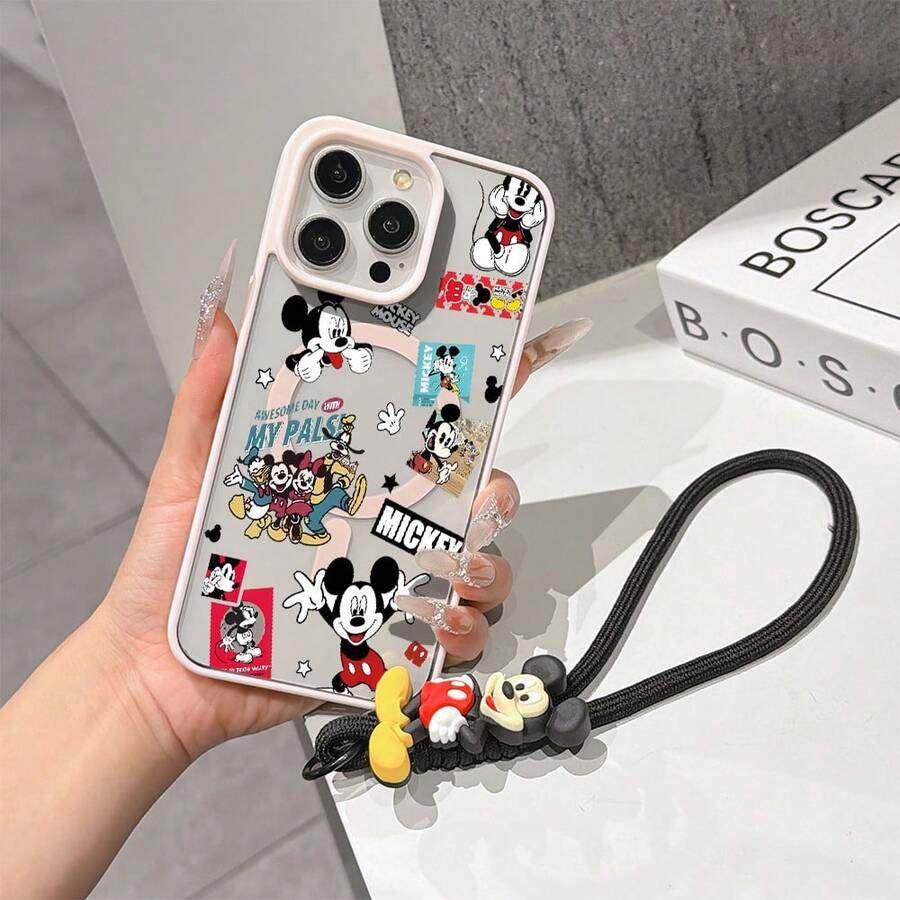 This Disney Mickey Mouse Lanyard Phone Case Is Fully Covered In TPU Material, Features Strong Magnetic Closure, Is Shockproof And Lightweight, And Is Compatible With IPhone17/16/11/13/15/15 Plus/15 Pro/15 Pro Max/12/14 Pro Max/11 Pro Max/12 Pro/12 Pro Max/13. This Phone Case Is A Popular Birthday Gift Or Business Gift Choice; It Is Durable, Stain- And Fingerprint Resistant, And Suitable For Both Men And Women. The Set Also Includes A Mickey Mouse Phone Case And A Mickey Mouse Plush Bracelet, Making It A Perfect Gift For Friends And Family. This Stylish Phone Case Is Fun, Lightweight, And Durable. IPhone17 Pro Max Phone Case, Minnie Mouse Phone Case. - 粉色 - 查看 1