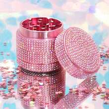 Pink Rhinestone Herb Grinder 4-Layer Bling Crystal Grinder-40mm - Pink - View 12