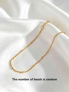 1 buah Gelang Kaki Rantai Mutiara Stainless Steel Berlapis Emas 18K, Cocok untuk Pemakaian Sehari-hari, Perjalanan, dan Liburan Wanita - Emas - View 4