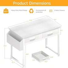 DLisiting Small White Desk With Fabric Drawers, 32" Long. It Doubles As A Dressing Table In The Bedroom, With Storage Drawers And Pockets, And Can Also Be Used As A Small Writing Desk In The Study, Perfect For Small Spaces. - trắng - Xem 6