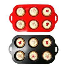 6 Cavidades Forma de Cupcake de Silicone Econômico Reutilizável Flexível Leve Fácil Limpeza - Visão 8