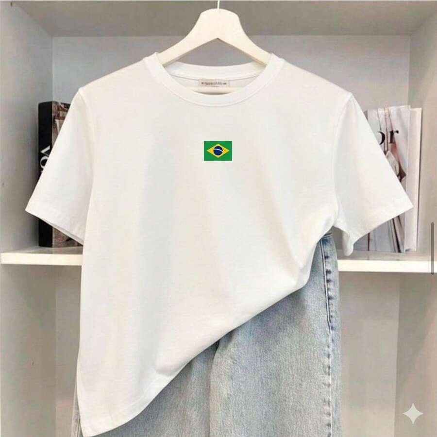 Brazil Unisex T-Shirt, Brazil Love Blouse, World Cup 2026, Brazilian , Minimalist. - 白色 - 查看 1