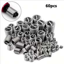 60 PACK 304 Stainless Steel Spiral Repair Kit, Wire Embedded Screw Sleeve Classification Kit, - M3 To M12 Sizes, Durable Steel Wire Thread Insert, Enhanced Metal Thread Strength, Wear Resistant, Fully Covered, Thread Repair Tool, Spiral Coil Thread Repair Sleeve, Multiple Size Combination Kit, Spiral Thread Type Repair Kit, Suitable For Automotive Parts Screw Hole Internal Thread Repair Insert, Automotive Repair, Recovery Fastener Set, Automotive Metal Repair And Thread Repair, Spiral Insertion - A - View 11
