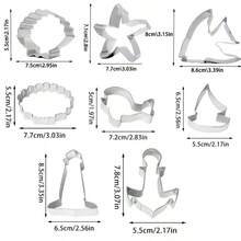 3 Stainless Steel Cartoon Food Supplement Molds DIY Biscuit Cookies Shell Tropical Fish Starfish Ocean Shape Cutting Mold - Silver - View 2