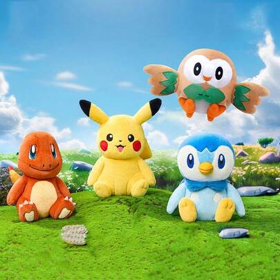 Miniso Pokémon Pikachu/Rowlet/Charmander/Piplup Cheerful Doll,Embroidery Details & Smooth Edges, Lightweight & Portable, Great For Daily Companion, Travel & Surprise Gift Giving(1 PC)