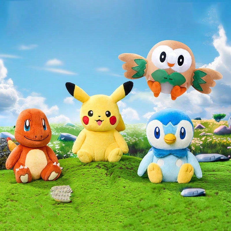 Miniso Pokémon Pikachu/Rowlet/Charmander/Piplup Cheerful Doll,Embroidery Details & Smooth Edges, Lightweight & Portable, Great For Daily Companion, Travel & Surprise Gift Giving(1 PC) - Multicolor - View 1