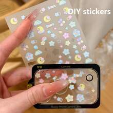 Pegatinas de luna y arcoíris + Película protectora para lente a prueba de arañazos y golpes, compatible con iPhone 17 Pro Max/17 Pro, material de alta calidad, calidad de primer nivel, película protectora de lente de teléfono con estilo, accesorios para teléfono - Pegatina de arcoíris lunar + protector de lente - Ver 7