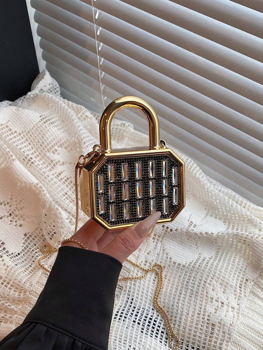 Ví đựng tiền xu mini đính đá lấp lánh, túi xách dự tiệc đính pha lê sáng bóng, túi đeo vai trẻ em, túi đựng mỹ phẩm hình cỏ ba lá.