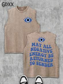Men's Vintage Washed Graphic Sleeveless Tank Tops, Old School Cassette, Evil Eye, USA Eagle & California Print Muscle Shirts, Casual Streetwear Summer Tees,Summer Clothes Men,Vintage Graphic Tee,Muscle Shirts For Men,Patriotic USA Tank. - Cà phê nâu - Xem 1