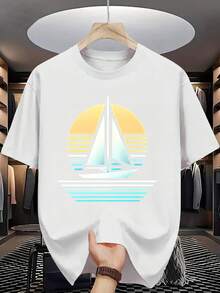 2026.Tops. Camiseta masculina de manga curta estampada com letras, estilo verão. - Branco - Ver 1