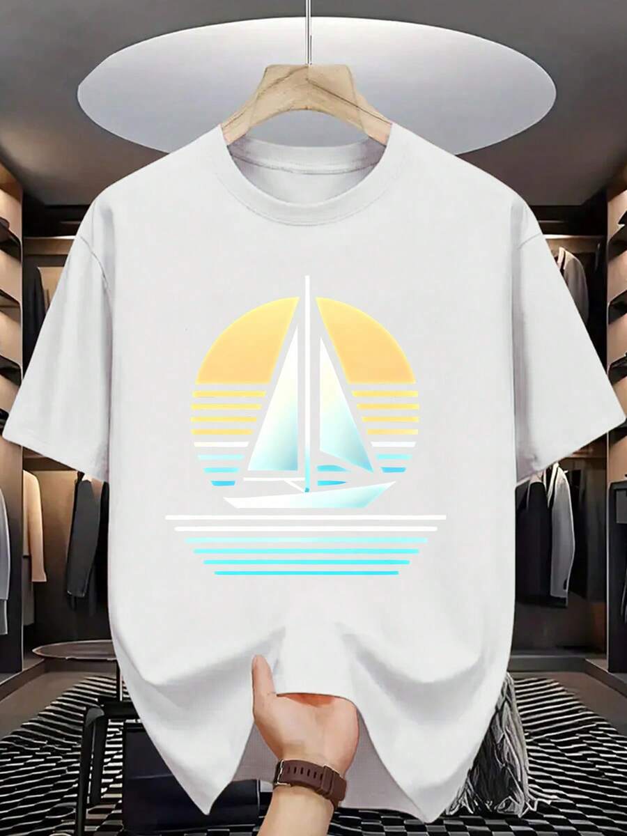 2026.Tops. Camiseta masculina de manga curta estampada com letras, estilo verão. - Branco - Ver 1