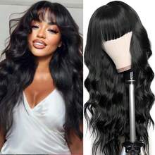 24-40 Inch Black Straight HD Lace Front Wigs Human Hair Wigs With Bangs For Women Straight Wear And Go Glueless No Lace Closure Wigs For Beginners Brazilian Virgin Human Hair Middle Part For Women - Body Wave - 查看 1