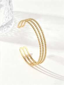 1pc Stainless Steel Women's Fashion Bracelet, Extremely Minimalist Geometric Design, Suitable For Daily Wear, Great Gift For Women - Yellow Gold - View 3