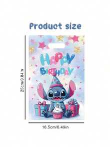 Hasbro 20 túi quà tặng chủ đề Lilo & Stitch, chất liệu nhựa, họa tiết Stitch xanh và thiên thần hồng, túi đựng kẹo, trang trí tiệc sinh nhật. - A - Xem 2