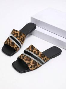 Europäischer und amerikanischer Stil Große Größen Damen bequeme einfache Träger große Blume Quadratische Zehenkappe Flache Slide Sandalen, Lässige Mode Outdoor Strand Sommer Schuhe - Verschiedenfarbig - Übersicht 7