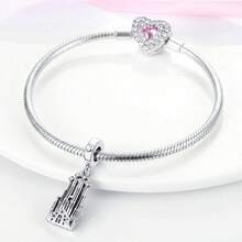1 Pc Sliver Plated Travel Airplane Ticket Luggage Foreign Architecture Charm Fit Bracelet For Diy Jewelry Making, Ideal Choice For Women Jewelry Gift - Silver - View 4