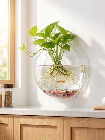Wall-Mounted Hydroponic Plant Propagation Station Glass Vase, Hole-Free Wall-Mounted Planter, Suitable For Fish Tank, Retro Garden Wall, Plant Pot, Aquarium Landscape, Purification, Hydroponics, Can Be Used For Indoor/Outdoor Home Decor, Bathroom, Home Office, Living Room, Gift