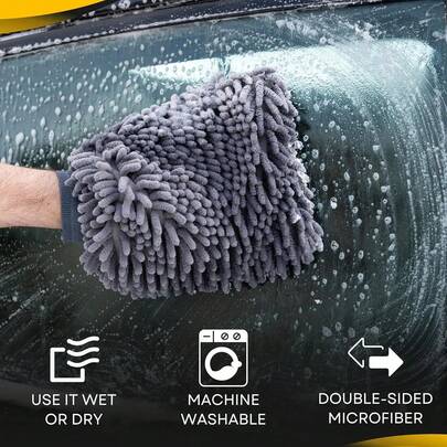 洗车手套 雪尼尔手套 绒面抹布 加厚双面汽车用品 清洁工具 汽车配件 汽车美容