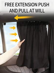 Black Car Sunshade, Suction Cup Sunshade - Easy To Install And Slide The Curtain Conveniently, Sunscreen, Heat Insulation, Privacy Curtain Suitable For Hot Weather And Outdoor Travel, Fits Most Cars - Suction Cup Sunshade - View 4