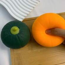 Pumpkin Shaped Slow Rebound Toy, Orange And Dark Green, Stress Relief And Relaxation: Made Of Slow Rebound Material, It Slowly Recovers Its Original Shape After Being Squeezed, Helping To Release Stress And Relieve Anxiety; Suitable For Students And Office Workers For Daily Relaxation. It Can Also Be Used As A Desktop Decoration, For Halloween And Other Holiday Decorations And Party Favors. - Multicolor - View 7