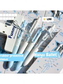 Bút bi rút kiểu dáng ballet ven biển, kèm ruy băng cùng màu, ruột mực đen 0.5mm, thích hợp viết trên nhiều loại sách. - Nhiều màu - Xem 3